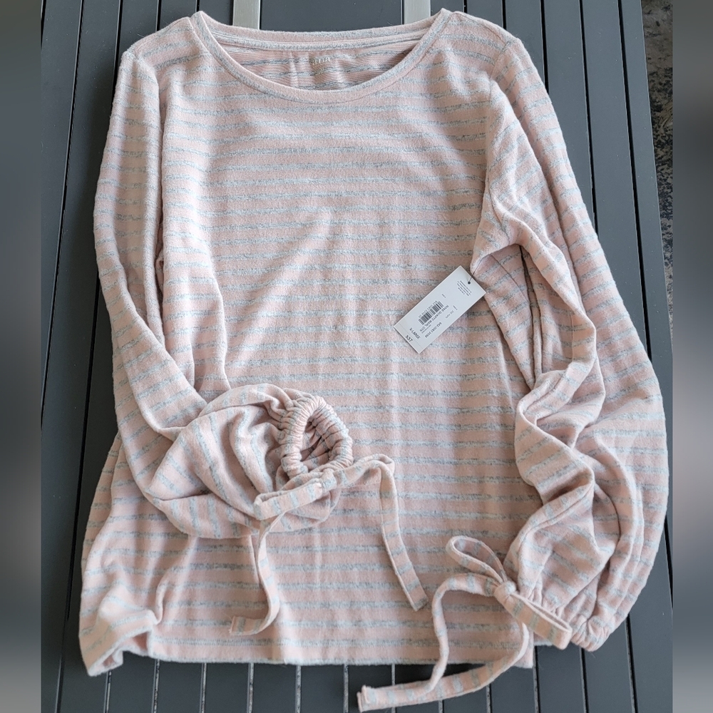 a.n.a Pink and Gray Striped Sweater